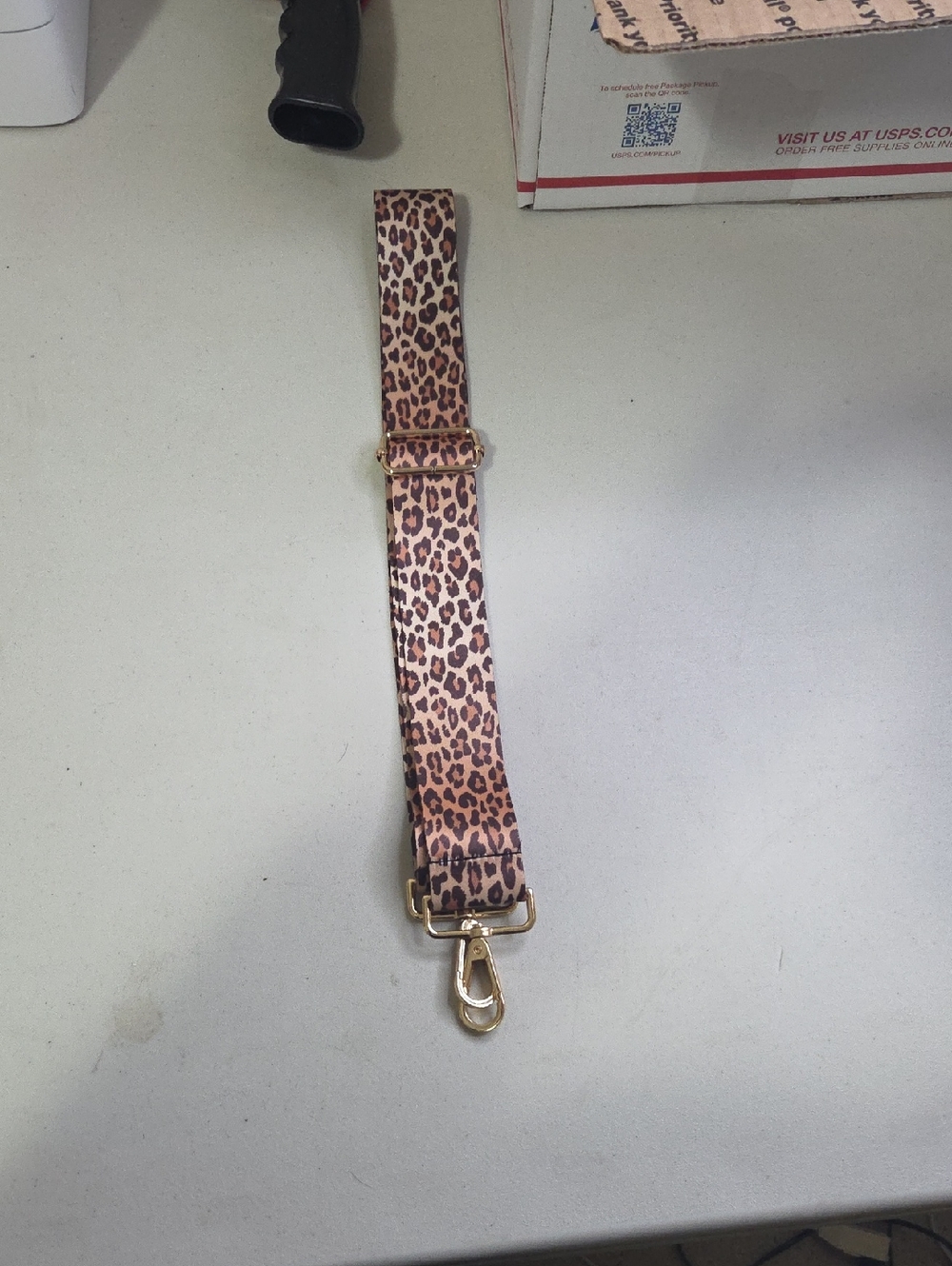 Leopard Print Adjustable Bag Strap with Gold Hardware - Brown